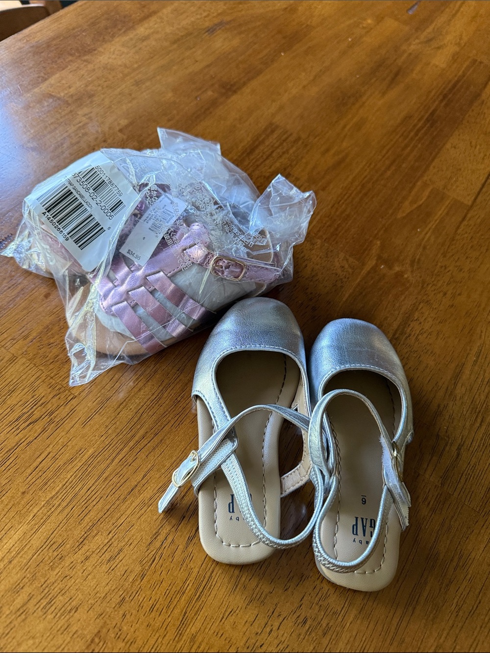 Baby Gap Toddler Strap Sandals size 6 pink metallic nwt + silver Maryjane sling